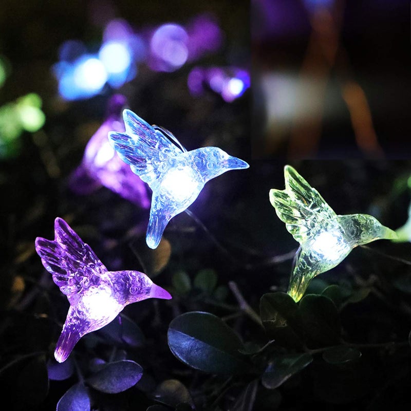 WSgift أضواء شجرة الطائر الطنان الشمسية WSgift، 15.8 قدم 30 LED دافئ أبيض خارجية مقاومة للماء لتزيين الحديقة والفناء الخارجي - Image 1